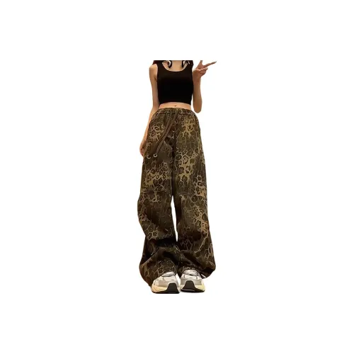 UOOHE Леопардовый принт Женские Джинсы