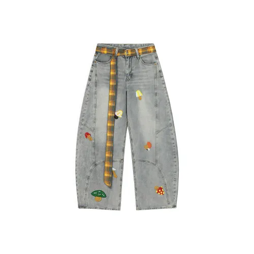 KYKW Синий Без Обхват талии Ремень Унисекс Джинсы