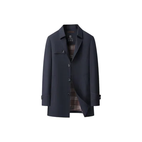 MH Темно-синий синий мужской тренч