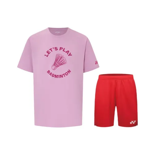 YONEX Комплект Кристально-розовый Топ + Танго-красный Низ Унисекс Повседневная Спортивная Одежда