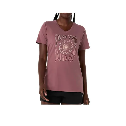 ASICS Sunflower SLOGAN V-образный вырез Стандартная футболка Женская