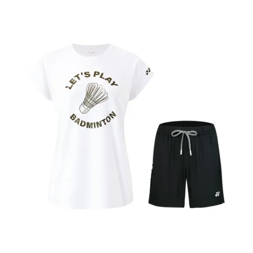 YONEX Комплекты Белый топ + Черный низ Женская Повседневная одежда