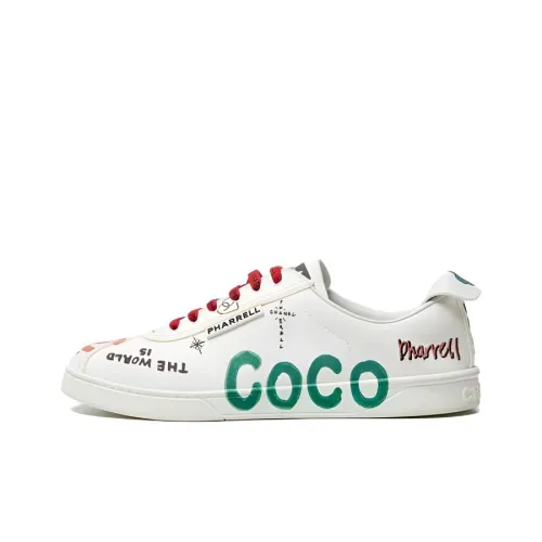 PHARRELL x CHANEL LOGOS Низкие Топы Стильные Скейтбординг Женские Белые