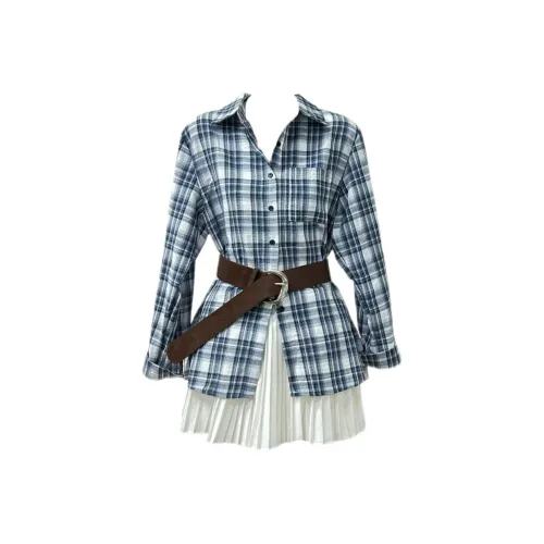 Udon House Клетчатый Комплект Рубашка + Юбка Женские