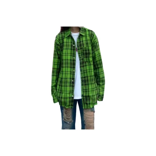 BQERTY Зеленая клетка Женские рубашки