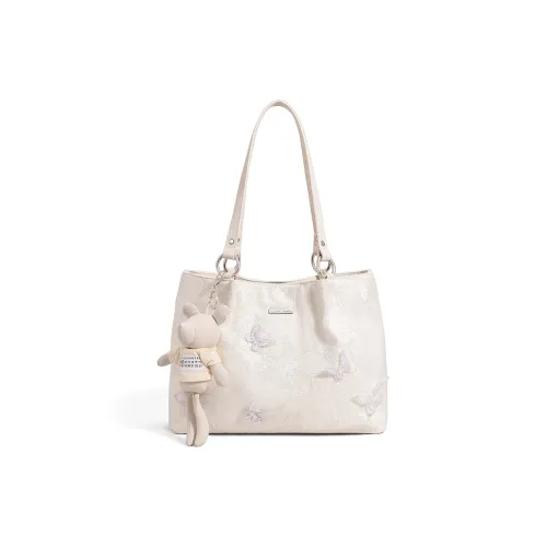 C°BANNER Ткань Синтетическая кожа Сумка на плечо Большая Женская Экрю