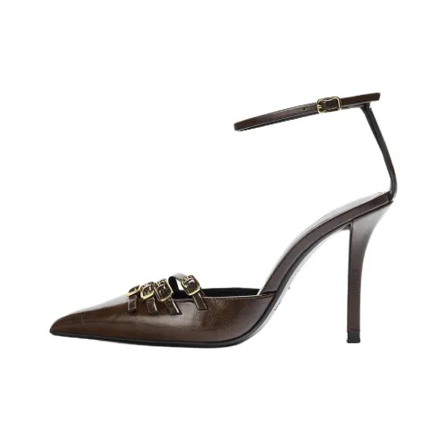 ZARA Узкий каблук Высокие каблуки 10,5 см Женские Коричневый