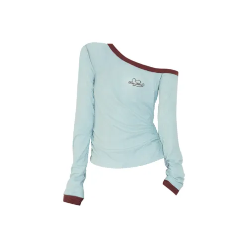 DANCANG Элегантность Повседневный С утяжкой на талии Облегающий крой Длинный рукав Асимметричный топ Женские