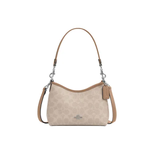 COACH Laurel Покрытие Холст Портативная Сумка через плечо Сумка на плечо Маленькая Женская Бежевая