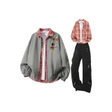 Серый+Красный Рубашка+Черные Штаны