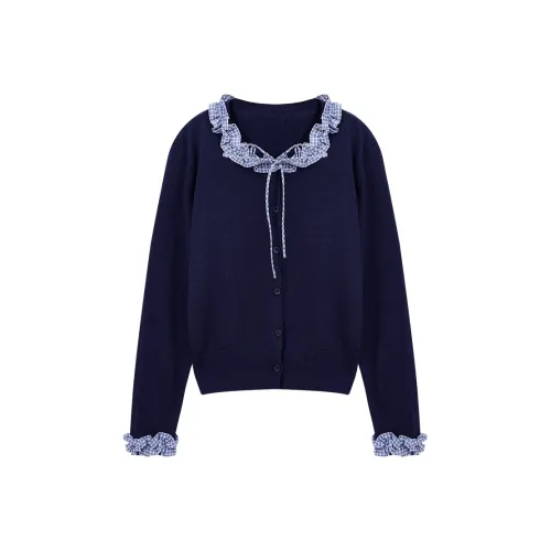 SUSANSAN Темно-синяя клетка Женская трикотажная одежда