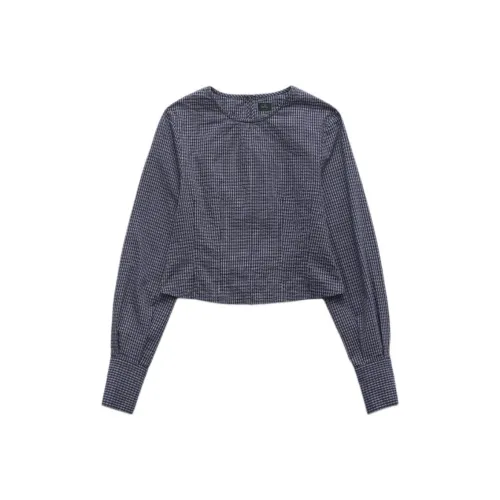 The Barnnet FW25 Eight Молоко Linea Cropped Blouse_Dark Navy Blue Shirt Women's
