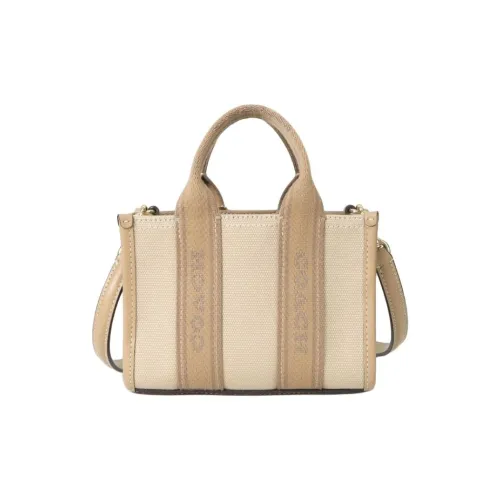 COACH Smith Коровья кожа Спилок Ткань Тоут Сумка Сумка для покупок Мини Сумка Женская Deep Natural Смешанный цвет