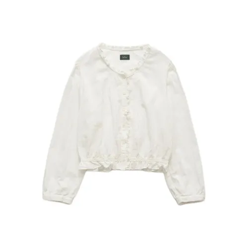 The Barnnet FW25 Eight Milk Poise Ruffle Blouse Shirt Women's The Barnnet FW25 Восемь Milk Poise Рюш Блузка Рубашка Женская