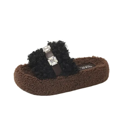 Puppytown Резина Стразы Платформа FLUFFY Тапочки Женские