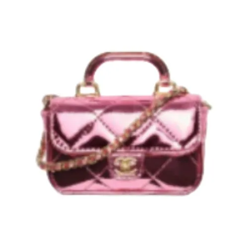 CHANEL Кожа Одно Плечо Сумка Маленькая Женская Ярко-Фиолетовая