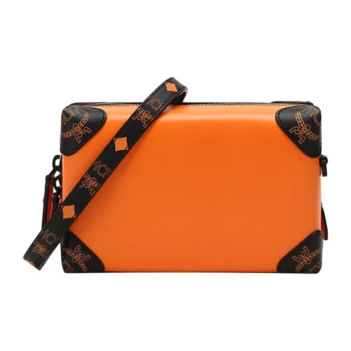 MCM Soft Berlin Visetos Кожа Туалетная сумка Коробка сумка Сумка через плечо Унисекс Ярко-оранжевый