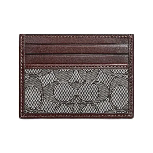 COACH Карточный чехол Ткань с кожаной отделкой Держатель для карт Держатель для карт Женский Красный Коричневый Монограмма