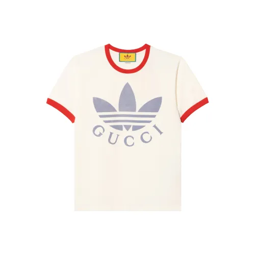 GUCCI X ADIDAS Collaboration Рукав с спущенным плечом T-рубашка Женская Белая