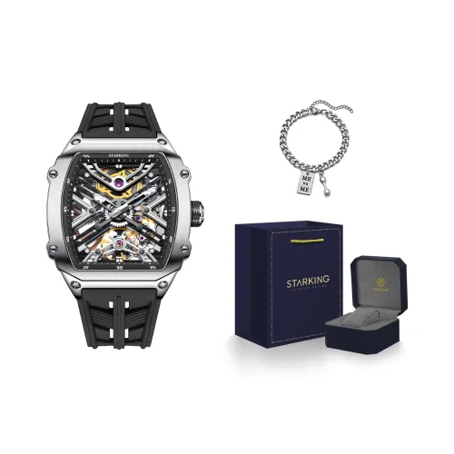STARKING Steel Core Collection Механическое устройство Силиконовый ремешок Часы Мужские Черный циферблат