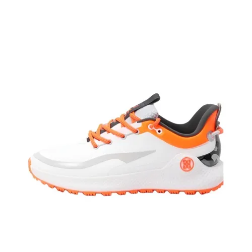 GFORE MG4+O2 Support Breathable Waterproof Low Top Golf Shoes Men's White Orange GFORE MG4+O2 Поддержка Дышащий Водонепроницаемый Низкий Топ Обувь для гольфа Мужская Белый Оранжевый