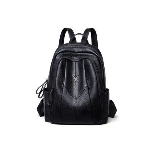 PESASRIE Рюкзак из коровьей кожи сумка для ноутбука обычный женский черный