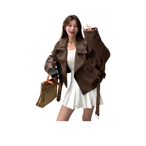 PISYPOX Коричневый Унисекс Кожаные куртки