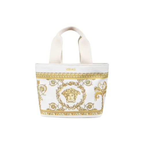 VERSACE Medusa Хлопок Тоут Сумка Сумка для покупок Сумка Обычная Детская Белая и Желтая