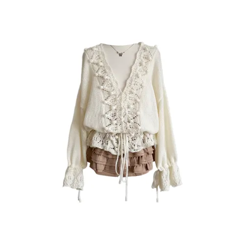 Udon House Бежевый Абрикос Свитер Юбка Женские Комплекты с Юбкой