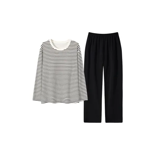 Pretty lady Черно-белые полосы Женские Пижамные комплекты