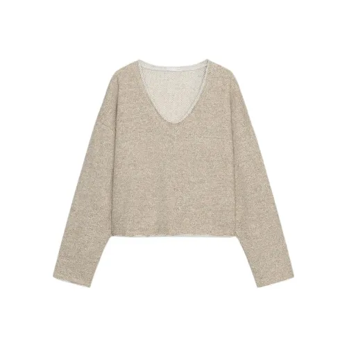 ZARA Коричневый Желтый Женский Свитшот