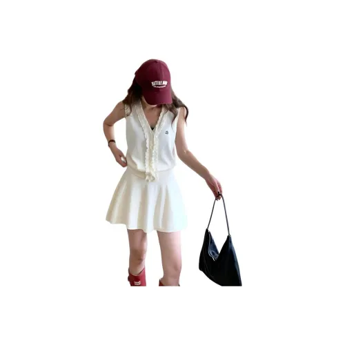 NANING9 Женские Шерстяной Комплект с Юбкой и Вышивкой