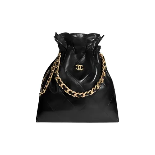 CHANEL Glossy Sheepskin Bucket Bag Crossbody Bag Large Women's Black CHANEL Glossy Овчина Ведро Сумка Сумка через плечо Большая Женская Черная