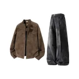 Кофейный топ + черные штаны