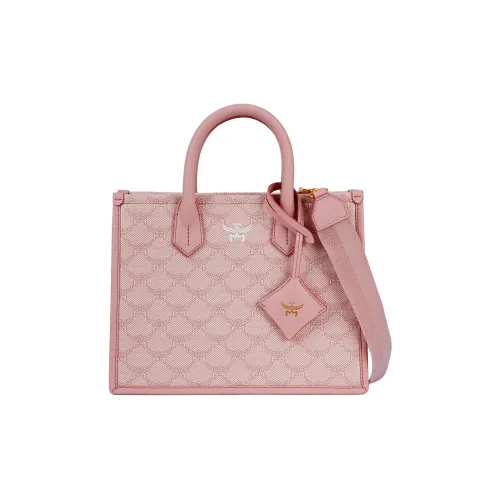 MCM Himmel Покрытый холст с кожаными вставками Тоут Сумка Сумка для покупок Сумка через плечо Сумка Маленькая Женская Вишневый цветок Розовый