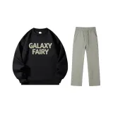 Комплект (Черный топ + Серо-зеленые штаны)