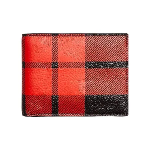 COACH Billfold Wallet Галька Кожа Мелочь Кошелек Кошелек Женские Красный