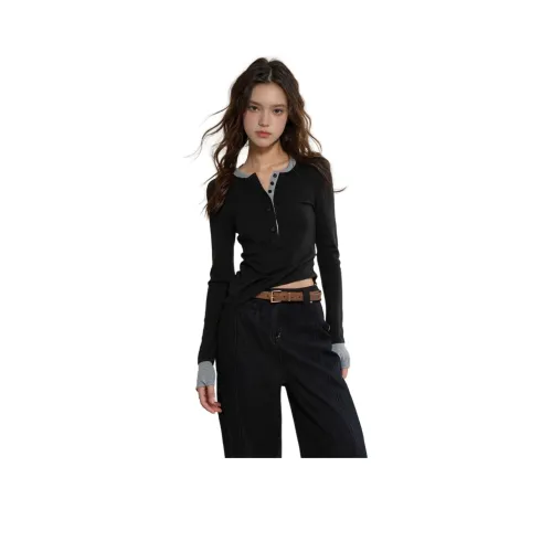 GIUHF Черный Серый Цвет Женский Трикотаж