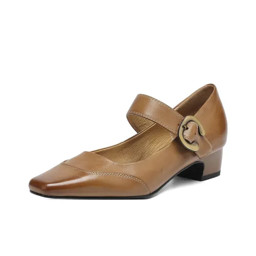 FMM Туфли Мэри Джейн из натуральной кожи серия 2025 Fall британский стиль модный универсальный средний каблук женская обувь без подкладки