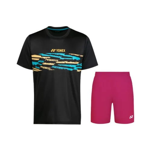 YONEX Комплект Одежды Белый Топ + Черный Низ Унисекс Повседневная Спортивная Одежда