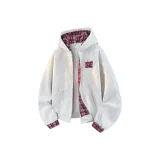 Светло-серый и красный в клетку