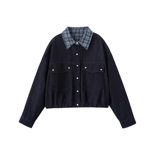 MJ Серый Синий Женский Джинсовый Куртки