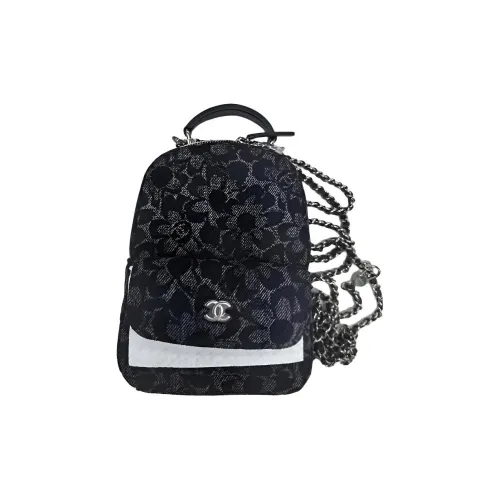 CHANEL Denim Backpack Mini Women's Black