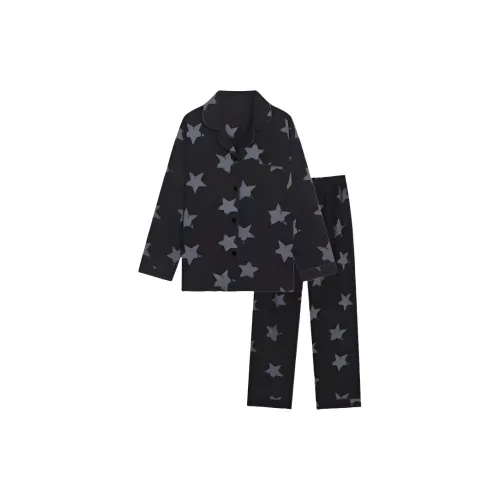 Bubble Trap Длинный рукав Пижама Черный Звезды Женские Комплекты Пижам