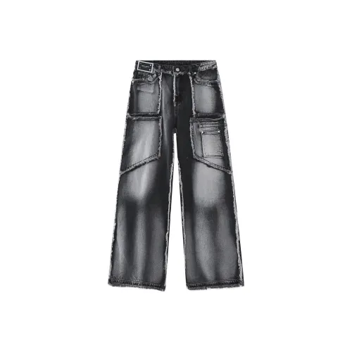 NRXX Мужская одежда Vibe Эксклюзивный дизайн Workwear Джинсы Straight Fit Винтаж Потертый край Пэчворк Брюки Мужские