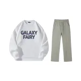 Комплект (Белый топ + Серо-зеленые штаны)