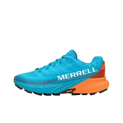 MERRELL Agility Peak 5 противоскользящая устойчивая к истиранию дышащая легкая беговая обувь мужская синего и оранжевого цвета