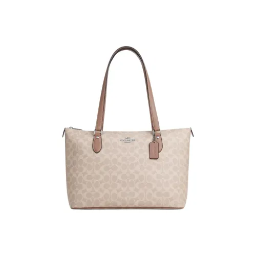 COACH Gallery ПВХ с кожей Одно плечо Сумка через плечо Тоут Сумка Сумка для покупок Сумка Большая Женская Пастельно-розовая