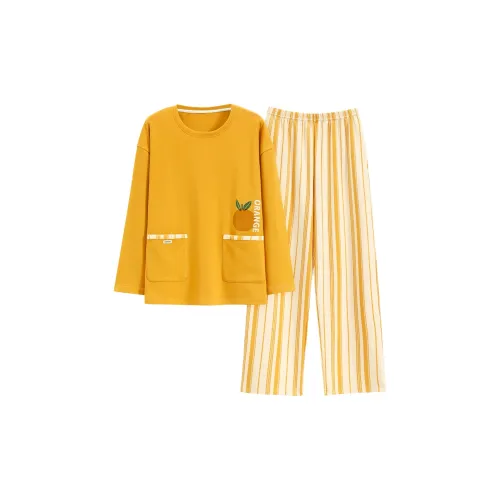 MADALLO Оранжевый Желтый Женские Пижамные Комплекты