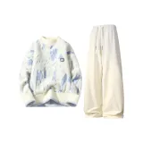 Топ цвета экрю + брюки цвета абрикосового бежевого